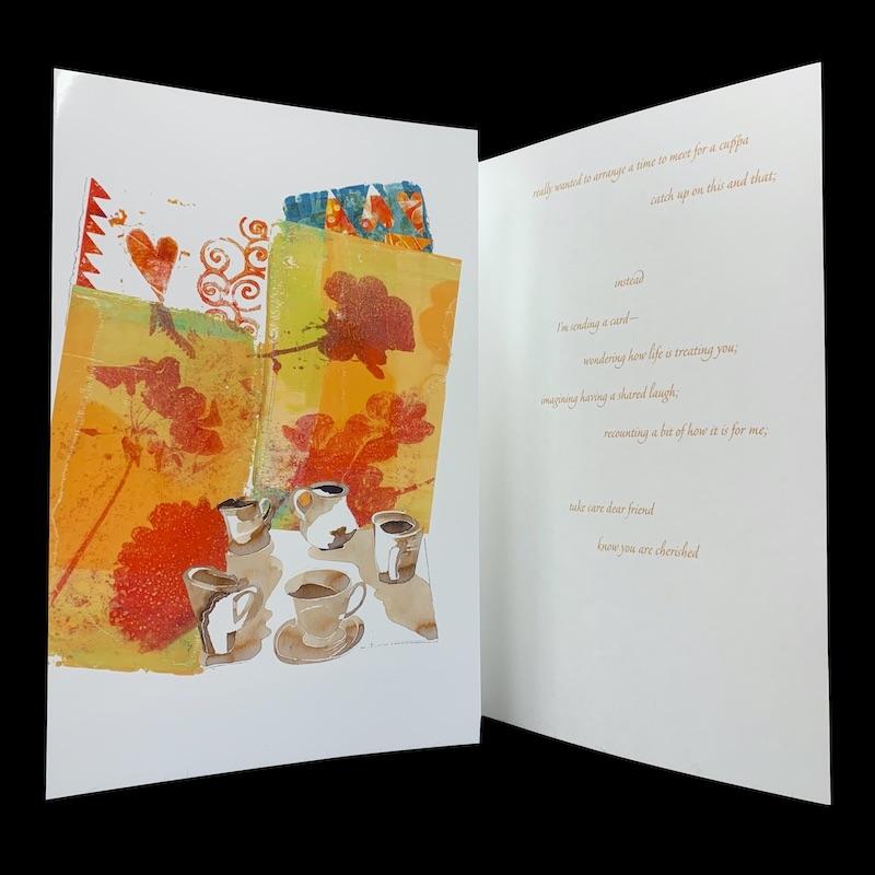 really wanted to arrange a time for a cuppa, designer friendship card